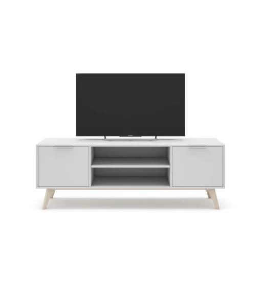 Mueble para televisión 2 puertas 2 huecos Campos acabado blanco/blanco cera 53cm(alto) 140cm(ancho) 40cm(largo)
