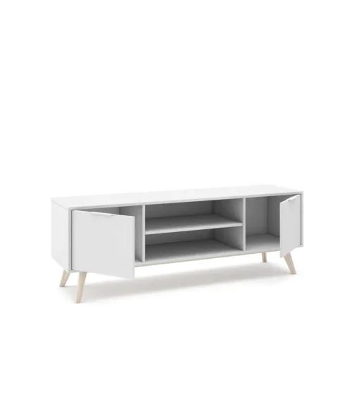 Mueble para televisión 2 puertas 2 huecos Campos acabado blanco/blanco cera 53cm(alto) 140cm(ancho) 40cm(largo)