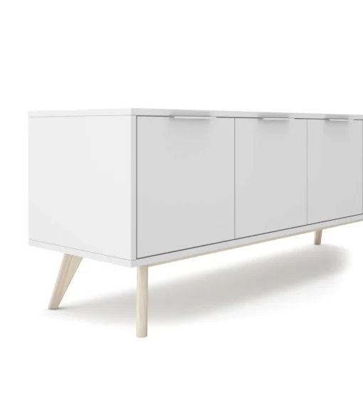Mueble para televisión 4 puertas Campos acabado blanco/blanco cera 53cm(alto) 140cm(ancho) 40cm(largo).