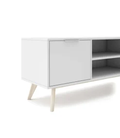 Mueble para televisión 2 puertas 2 huecos Campos acabado blanco/blanco cera 53cm(alto) 140cm(ancho) 40cm(largo)