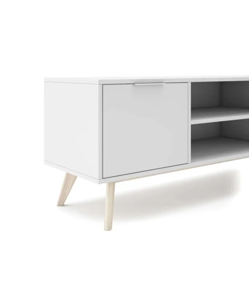 Mueble para televisión 2 puertas 2 huecos Campos acabado blanco/blanco cera 53cm(alto) 140cm(ancho) 40cm(largo)