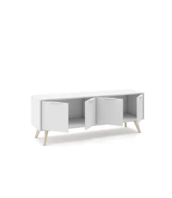 Mueble para televisión 4 puertas Campos acabado blanco/blanco cera 53cm(alto) 140cm(ancho) 40cm(largo).