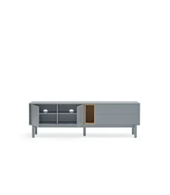 Mueble para televisión modelo Corvo 2 puertas 2 cajones acabado gris perla, 40cm(ancho) 56cm(alto) 180cm (largo)