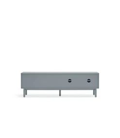 Mueble para televisión modelo Corvo 2 puertas 2 cajones acabado gris perla, 40cm(ancho) 56cm(alto) 180cm (largo)