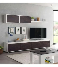 Mueble salon Alida Blanco Artik- Oxido 43 cm(alto)200 cm(ancho)41 cm(largo)