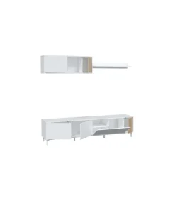 Mueble TV modelo Tempo en natur/blanco. 200 cm (Ancho) x 47 cm (Alto) x 40 cm (Fondo)