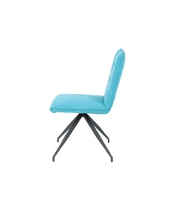 Pack 2 sillas Carol tapizado en tela terciopelo azul turquesa, 88cm(alto) 48cm(ancho) 59.5cm(largo)
