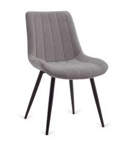 Pack de 4 sillas Altamira tapizadas en tejido gris patas negras. 61cm(ancho ) 87cm(altura) 52cm(fondo)