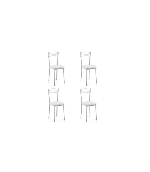 Pack de 4 sillas Md-Gabia tapizadas en tejido PU blanco, 89cm(alto) 40cm(ancho) 45cm(largo)