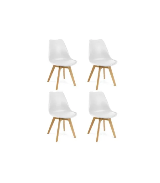 Pack de 4 sillas Md-Nevada acabado en polipropileno blanco, 82.5cm(alto) 48.5cm(ancho) 56cm(largo)