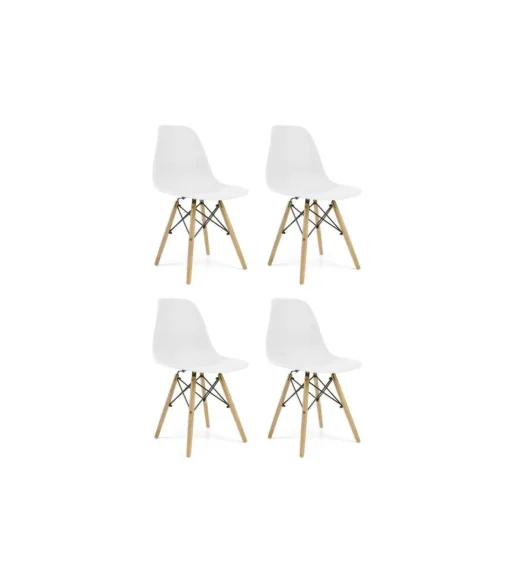 Pack de 4 sillas Md-Velez acabado en polipropileno blanco, 83cm(alto) 50.5cm(ancho) 46.5cm(largo)