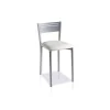 Pack de 4 taburetes respaldo bajo tapizado en polipiel blanco, 69 cm(alto)36 cm(ancho)40 cm(largo)