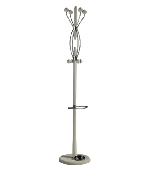 Perchero mod. 425 con paragüero herrajes cromo satinado lacado visón, 184 cm(alto)37 cm(ancho)37 cm(largo)