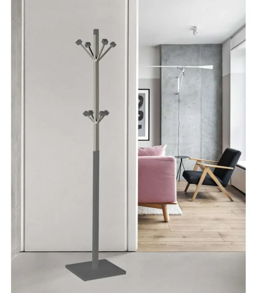 Perchero mod. 429 moderno herrajes cromo satinado lacado gris, 180 cm(alto)34 cm(ancho)34 cm(largo)