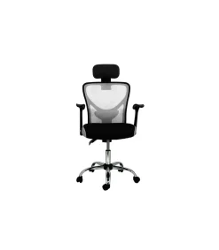 Silla de escritorio Carla en gris y negro. Alto: 107-117, Ancho: 64, Fondo: 67
