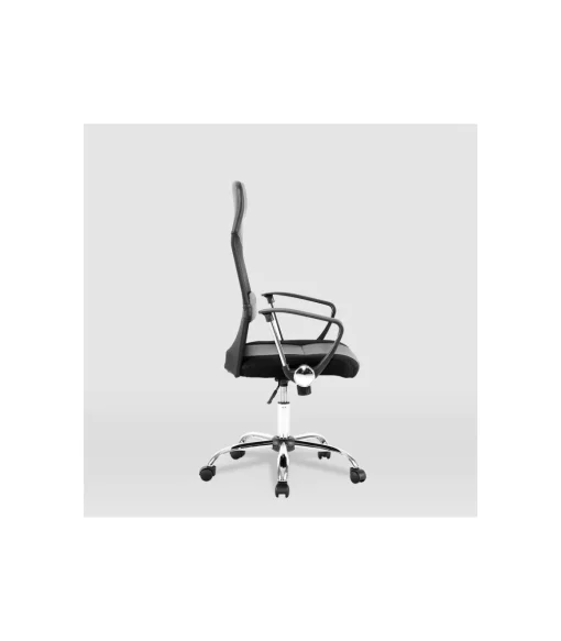Silla de oficina Dafne acabado negro. Alto: 112.5-122cm Ancho: 60cm Fondo: 49.5cm.