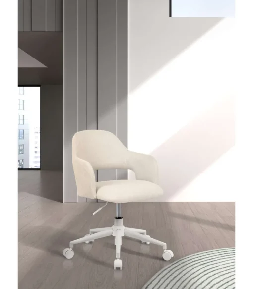 Silla despacho giratoria elevable acabado beige claro, 58m(ancho) 71/81cm(altura) 58cm(fondo)