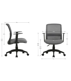 Silla despacho giratoria elevable acabado gris, 61m(ancho) 87/94cm(altura) 59cm(fondo)