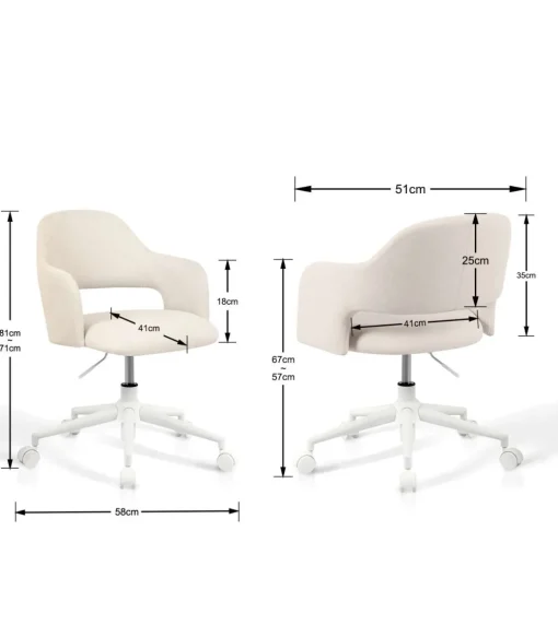 Silla despacho giratoria elevable acabado beige claro, 58m(ancho) 71/81cm(altura) 58cm(fondo)