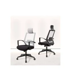 Silla despacho giratoria elevable acabado negro/gris 63 cm(ancho) 117-124 cm(altura) 51cm(fondo)