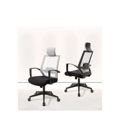Silla despacho giratoria elevable acabado negro/gris 63 cm(ancho) 117-124 cm(altura) 51cm(fondo)