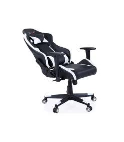 Sillón gamer giratorio Neo Pro regulable tapizado en símil piel negro/blanco, 65 x 65 x 98 - 108 cm (ancho x largo x alto)