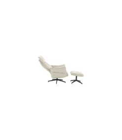 Sillón giratorio relax Ceo con palanca y reposapiés tapizado champán. 112cm(alto) 73cm(ancho) 86cm(fondo)