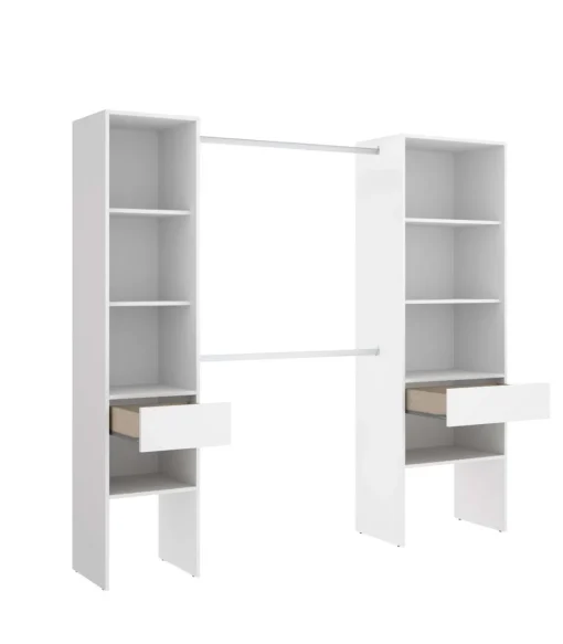 Vestidor Siles para dormitorio con baldas y dos cajones acabado blanco 185 cm(alto)200 cm(ancho)50 cm(fondo)