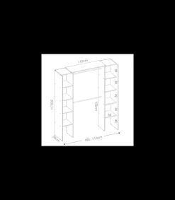 Vestidor Siles para dormitorio con cortina y baldas en blanco 205-203 cm(alto)180 cm(ancho)50 cm(fondo)