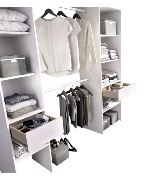 Vestidor Siles para dormitorio con baldas y dos cajones acabado blanco 185 cm(alto)200 cm(ancho)50 cm(fondo)