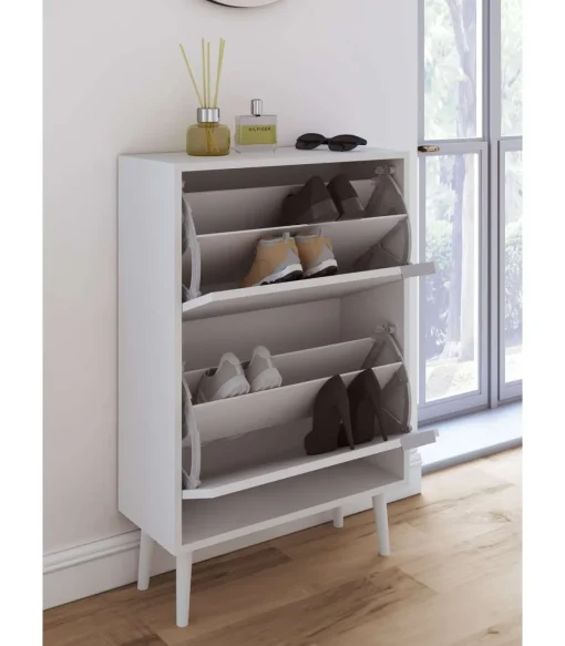 Zapatero 2 trampones modelo 527 acabado blanco, 92x60x25 (alto x ancho x fondo)